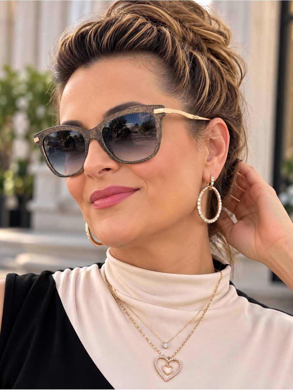 Jimmy Choo Glitter Frame Sunglasses - Gray Gradient Lenses